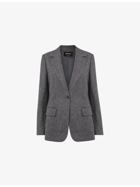 WHISTLES Notched-Lapel Herringbone Wool Blend Blazer