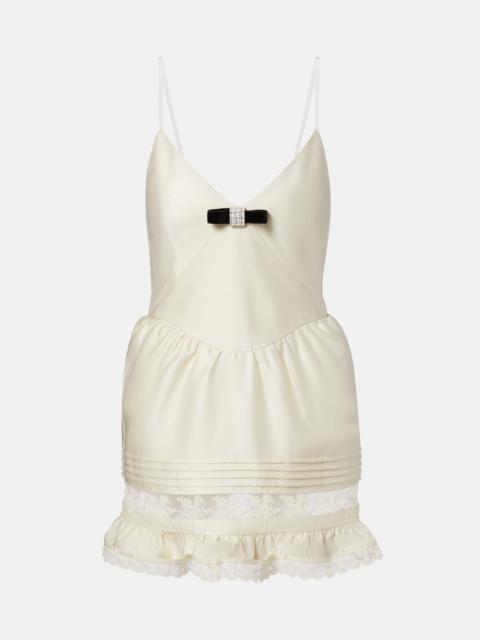 SHUSHU/TONG Lace-trimmed wool and silk minidress