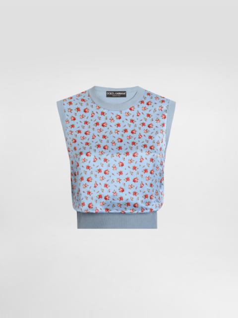 Dolce & Gabbana Small rose-print silk tank top