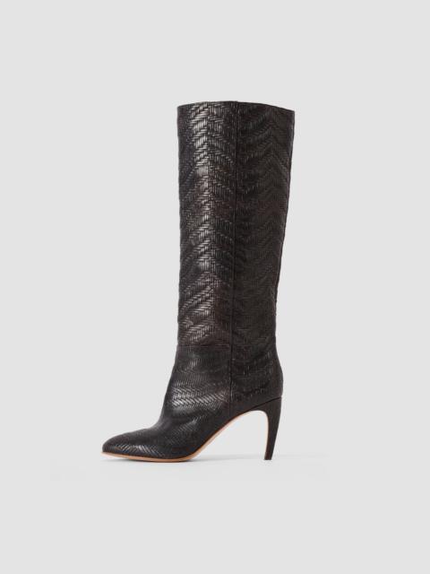 JOSEPH Jolie Woven Leather Knee High Heeled Boots