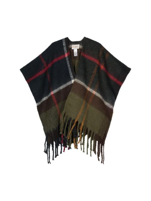 plaid fringe-detail scarf