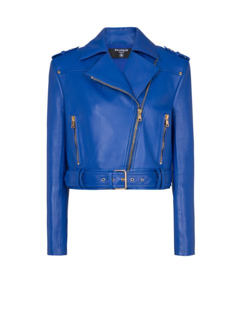 Balmain Short leather biker jacket