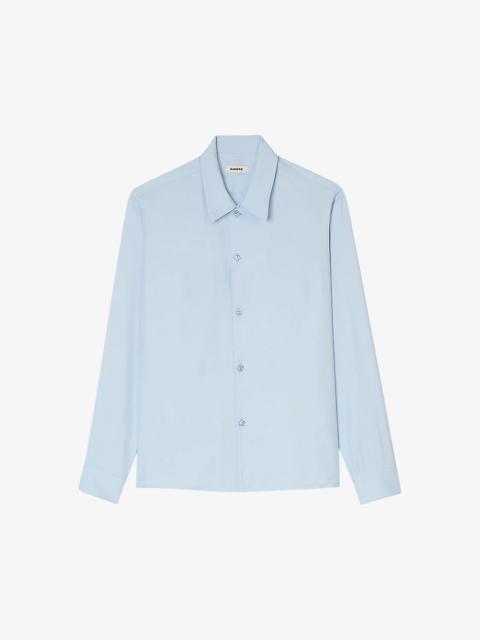 Spread-collar relaxed-fit woven shirt