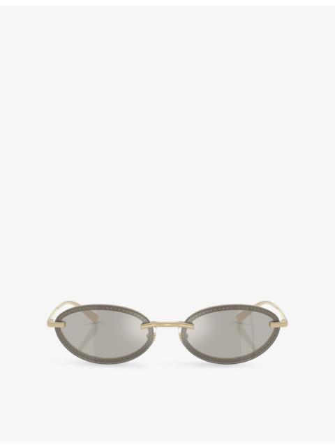 JIMMY CHOO JC4020B Oval-Frame Metal Sunglasses
