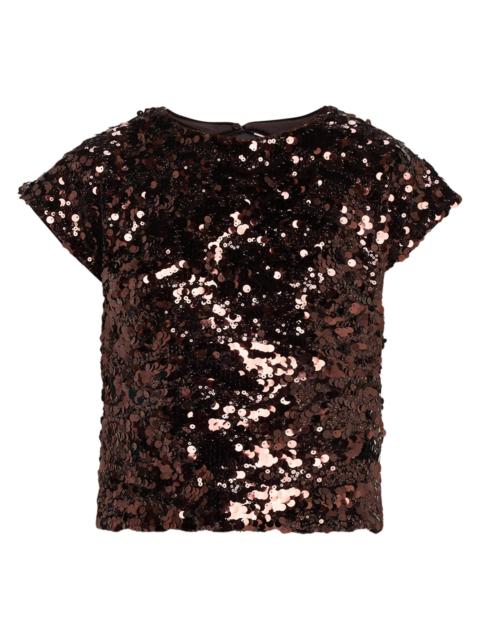 GANNI Women's Velvet Sequins Top - Demitasse