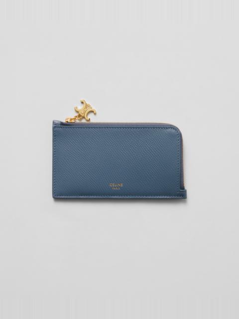 CELINE LONG ZIPPED CARD HOLDER IN GRAINED CALFSKIN