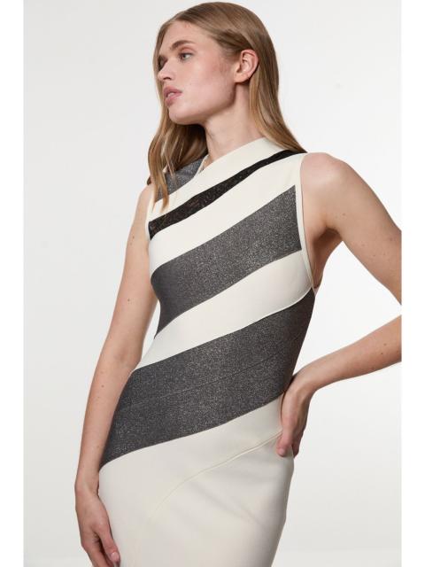 KAREN MILLEN Figure Form Bandage Lace Detail Sleeveless Knit Maxi Dress