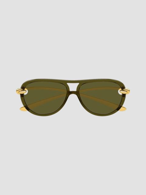 Bottega Veneta Women's Knot 58MM Aviator Sunglasses - Green