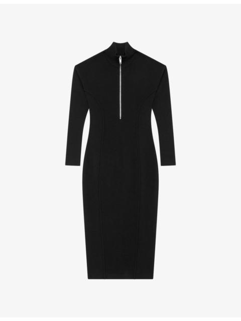 The Kooples Long-Sleeved Zip-Up Wool-Blend Midi Dress