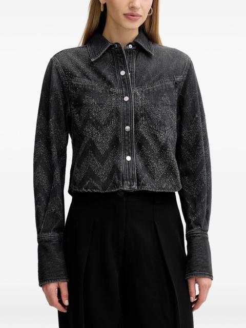 BOSS crystal-embellished denim shirt