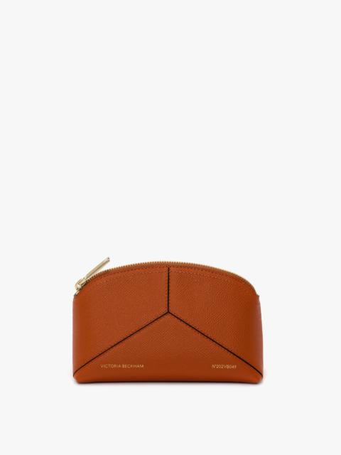 Victoria Beckham Victoria Mini Wash Bag In Burnt Orange Grained Leather