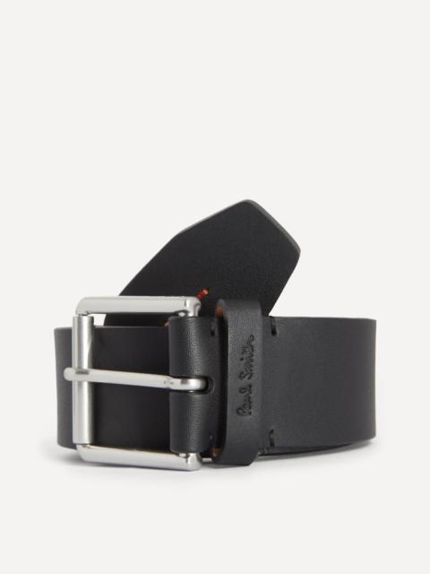 Paul Smith Black Leather Signature Stripe Stitch Belt