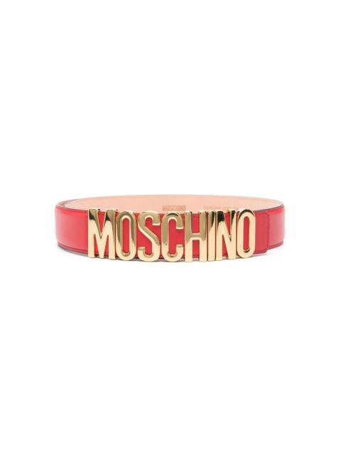Moschino logo-plaque leather belt