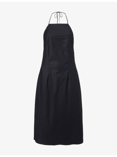 Reformation Amarena Halterneck Cotton Midi Dress
