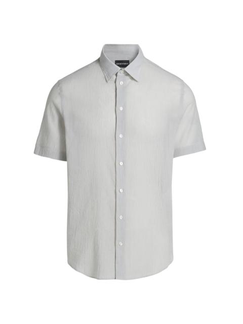EMPORIO ARMANI Men's Solid Cotton Button-Front Shirt - Blue