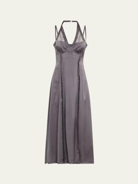 JANE/WADE Shredded Silk Midi Dress