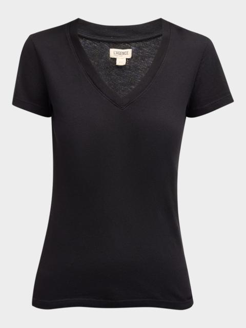 L'AGENCE Becca V-Neck Short-Sleeve Tee