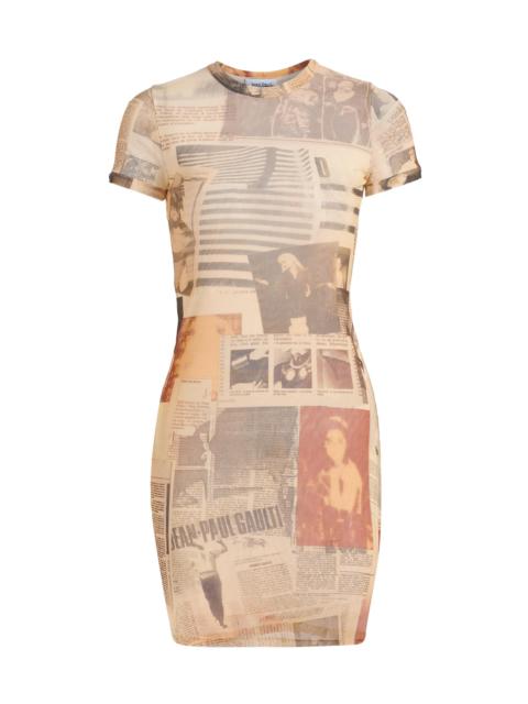 Jean Paul Gaultier Women's Journal-Print Jersey Minidress - Ecru Lightgrey Red