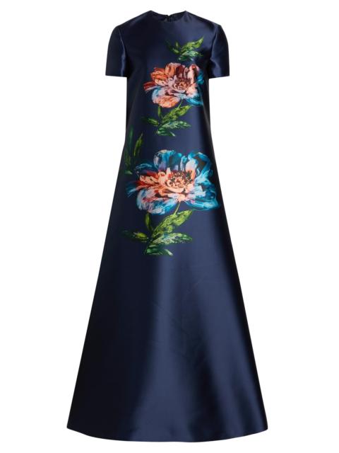 REEM ACRA Women's Petals, Spice, & Whispers Of Plumage A-Line Gown - Navy