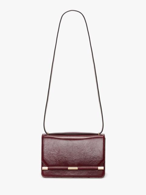 Victoria Beckham 202 Crossbody Bag In Burgundy Distressed Leather