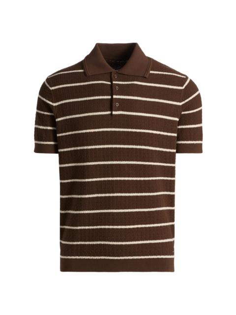 SIMKHAI Men's Calum Striped Polo Shirt - Chocolate Stripe