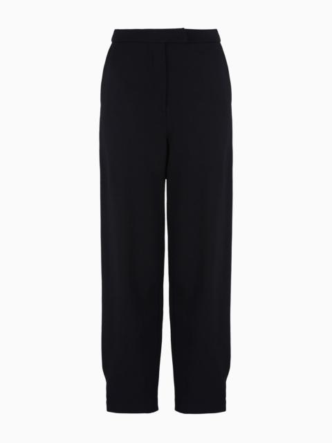 Stretch Milano-stitch fabric trousers with narrow hem