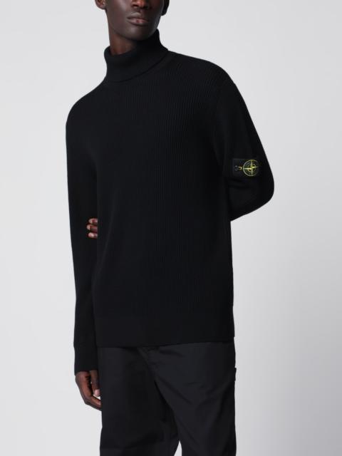 Stone Island Black ribbed turtleneck sweater