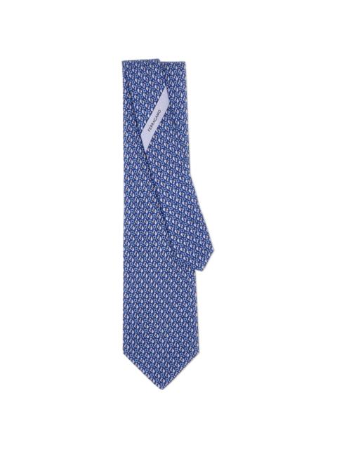 equestrian-print silk tie