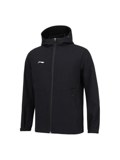 Li-Ning Logo Fleece Full Zip Hooded Jacket 'Black' AFDSC13-1
