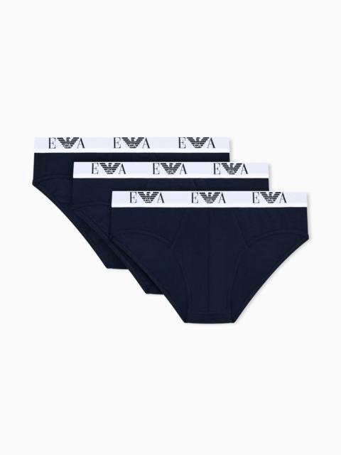 EMPORIO ARMANI STRETCH JERSEY BRIEFS IN A COTTON 3-PACK ESSENTIAL