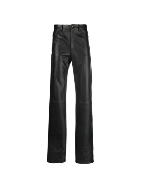 logo-debossed leather trousers