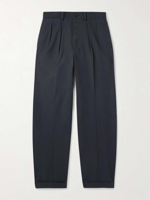 KAPTAIN SUNSHINE Straight-Leg Pleated Cotton-Gabardine Trousers