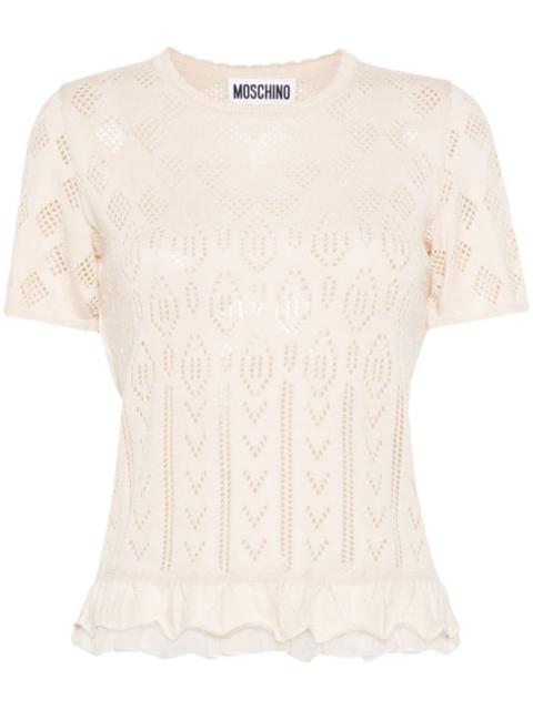 Moschino ruffle-hem pointelle-knit top