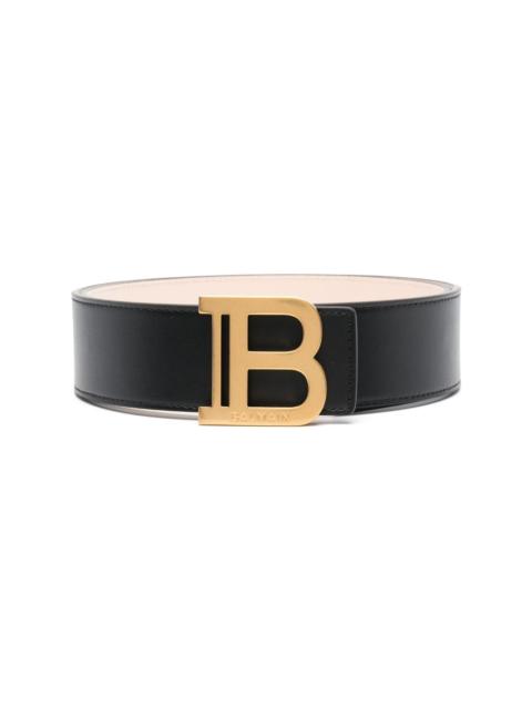 logo-plaque leather belt