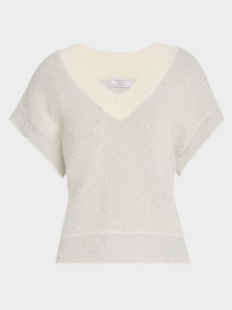 PESERICO Knit Short-Sleeve V-Neck Sweater