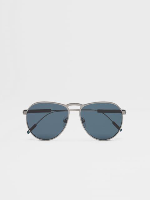 ZEGNA LIGHT RUTHENIUM METAL SUNGLASSES