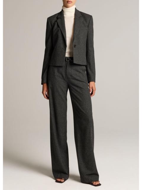 Vince Micro-Houndstooth Italian Wool-Blend Flannel Wide-Leg Trouser