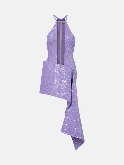 David Koma Draped sequined minidress