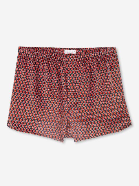 Derek Rose Men's Modern Fit Boxers Brindisi 76 Silk Satin Navy