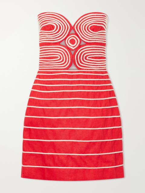 ANDRES OTALORA Muy Poetica Cut-out Embroidered Linen Mini Dress