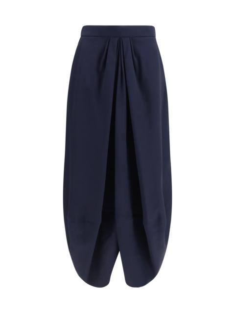 GIORGIO ARMANI Giorgio Armani Pleated Silk Skirt — Navy