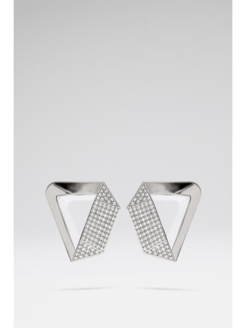 Amina Muaddi GISELE EARRING WHITE CRYSTALS AND SILVER BASE