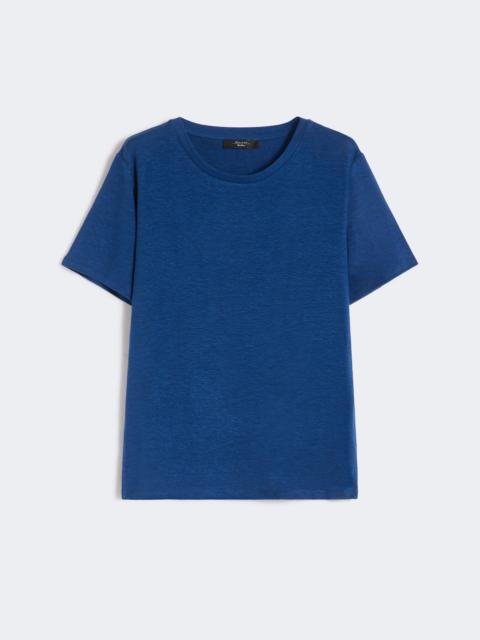 WEEKEND Max Mara Stretch linen jersey basic T-shirt - OCEAN