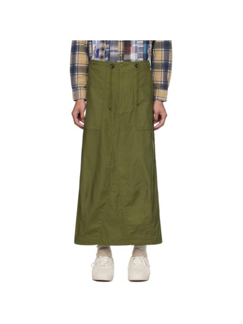 Khaki Fatigue Midi Skirt