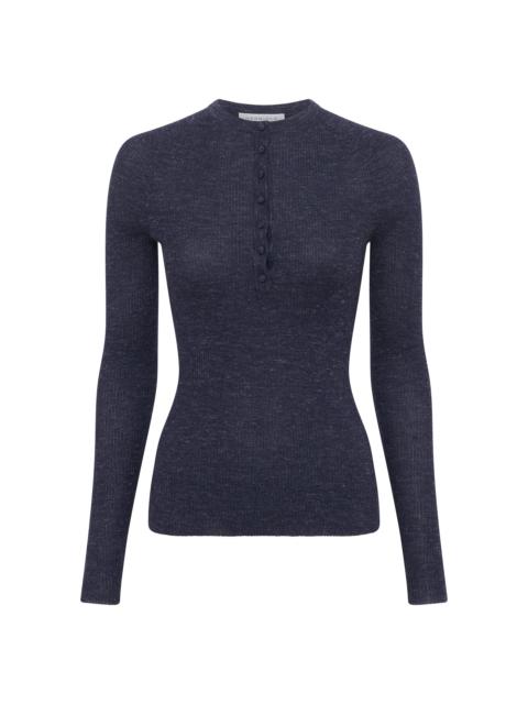 GABRIELA HEARST Anges Knit Henley in Denim Cashmere Silk