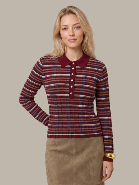 525 america Sienna Plaid Rib Polo Top