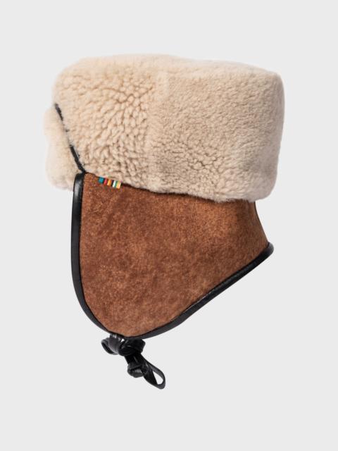 Paul Smith Shearling Chapka Hat With Leather Trims
