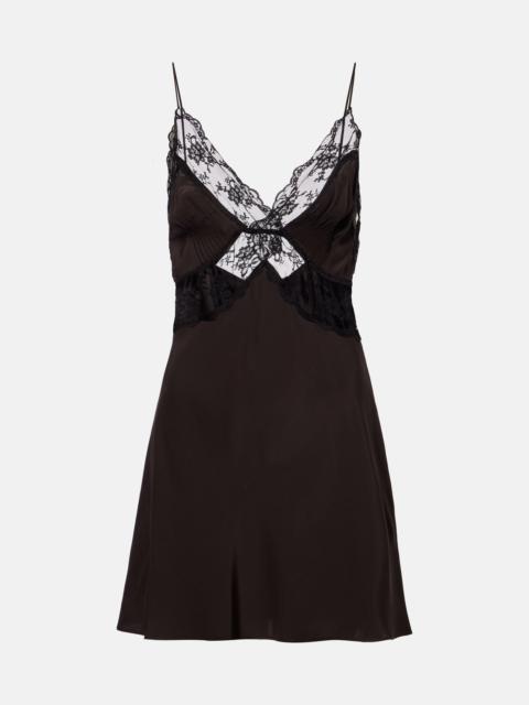 SIR. Lace-trimmed silk minidress