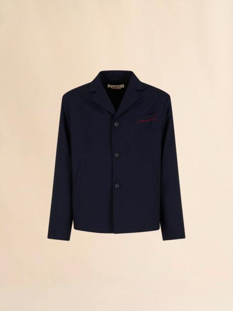 Marni DEEP BLUE SINGLE BREASTED WOOL JACKET WITH MARNI SYMBOL