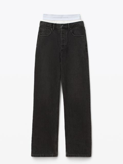 Alexander Wang LOGO ELASTIC BRIEF LAYER JEAN IN DENIM
